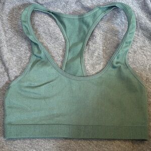 Lively Olive Ribbed Sports Bra